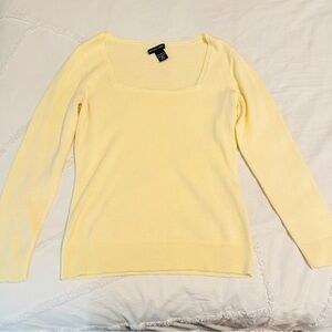 New York & Company Yellow Square Neck Sweater